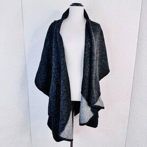 Look by M size Medium Women's Draped Basic Shawl Vest Cardigan Jacket Black Gray